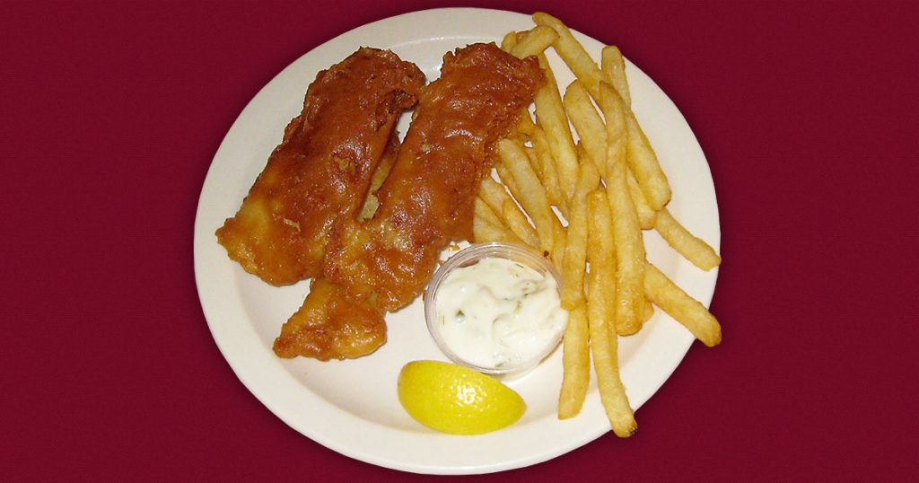 Friday Night Fish Fry beer battered fish plate at the KC Hall, Fond du Lac.