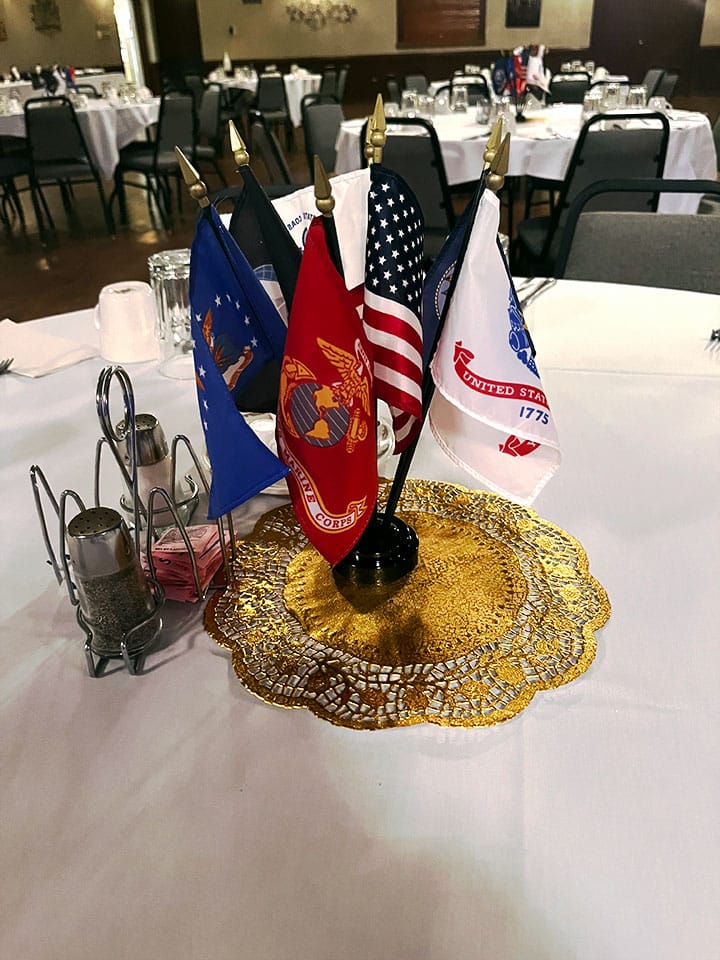 Veterans Day table flags.