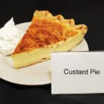 Custard pie with vanilla ice cream.